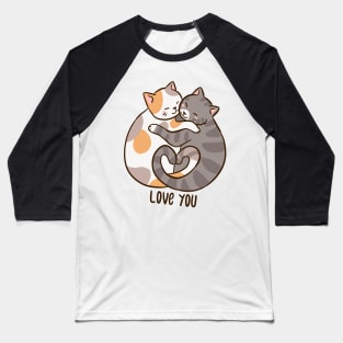 Cute cats hugging illustration for cat lovers Baseball T-Shirt